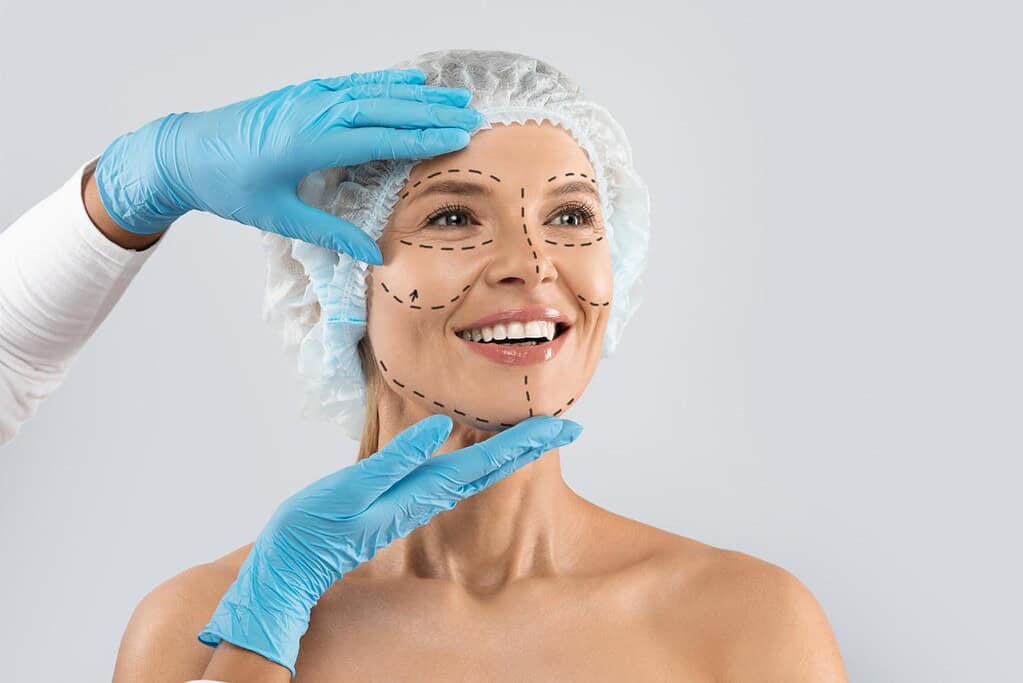 A woman getting ready for dermal fillers 