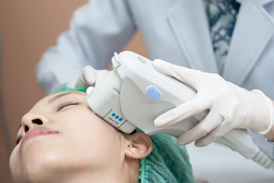 A woman getting Ultherapy Prime treatment