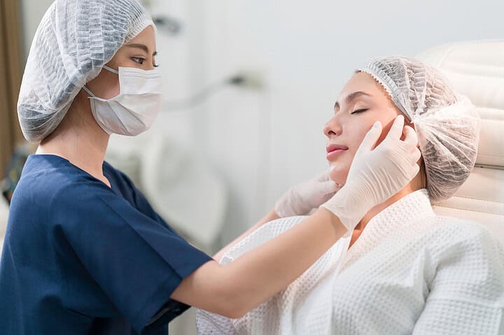 A surgeon in Bangkok preparing for a cosmetic surgery Thailand consultation with a patient.